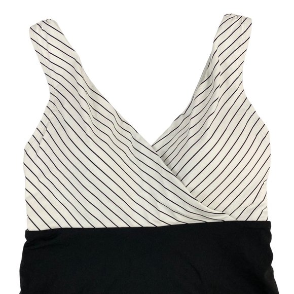 CALIA by Carrie Underwood Black & White Stripe Cross Back One Piece Swimsuit 4 - Picture 3 of 9